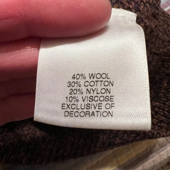 CREMIEUX Mens Brown Speckled Wool Knit Full Zip Mock Neck Vest Size M - Picture 3 of 7